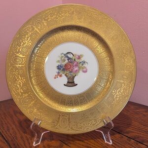 H & C Elegant Gold Floral Cabinet Plate